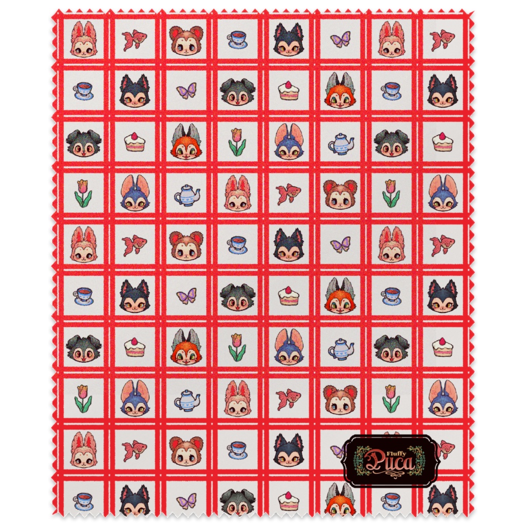 【FluffyPuca】メガネ拭き ‐Mini RetroPop Check‐