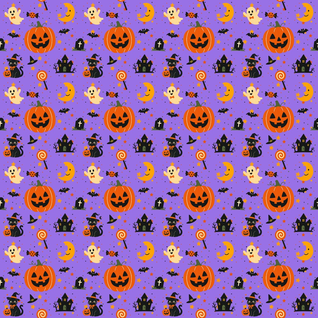 レトロポップ風ハロウィンデジタルペーパー