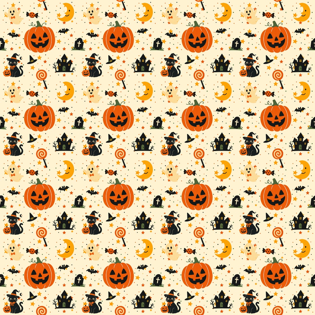 レトロポップ風ハロウィンデジタルペーパー