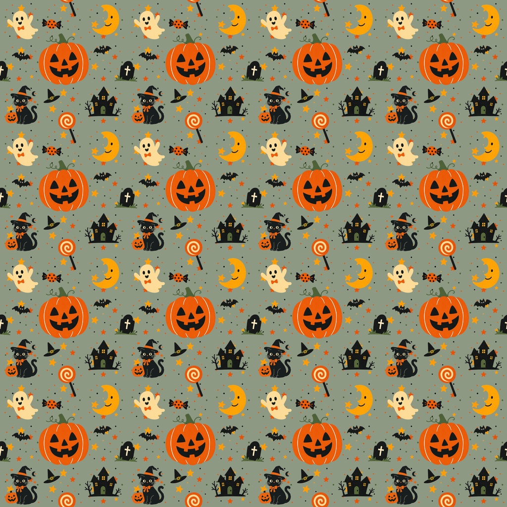 レトロポップ風ハロウィンデジタルペーパー