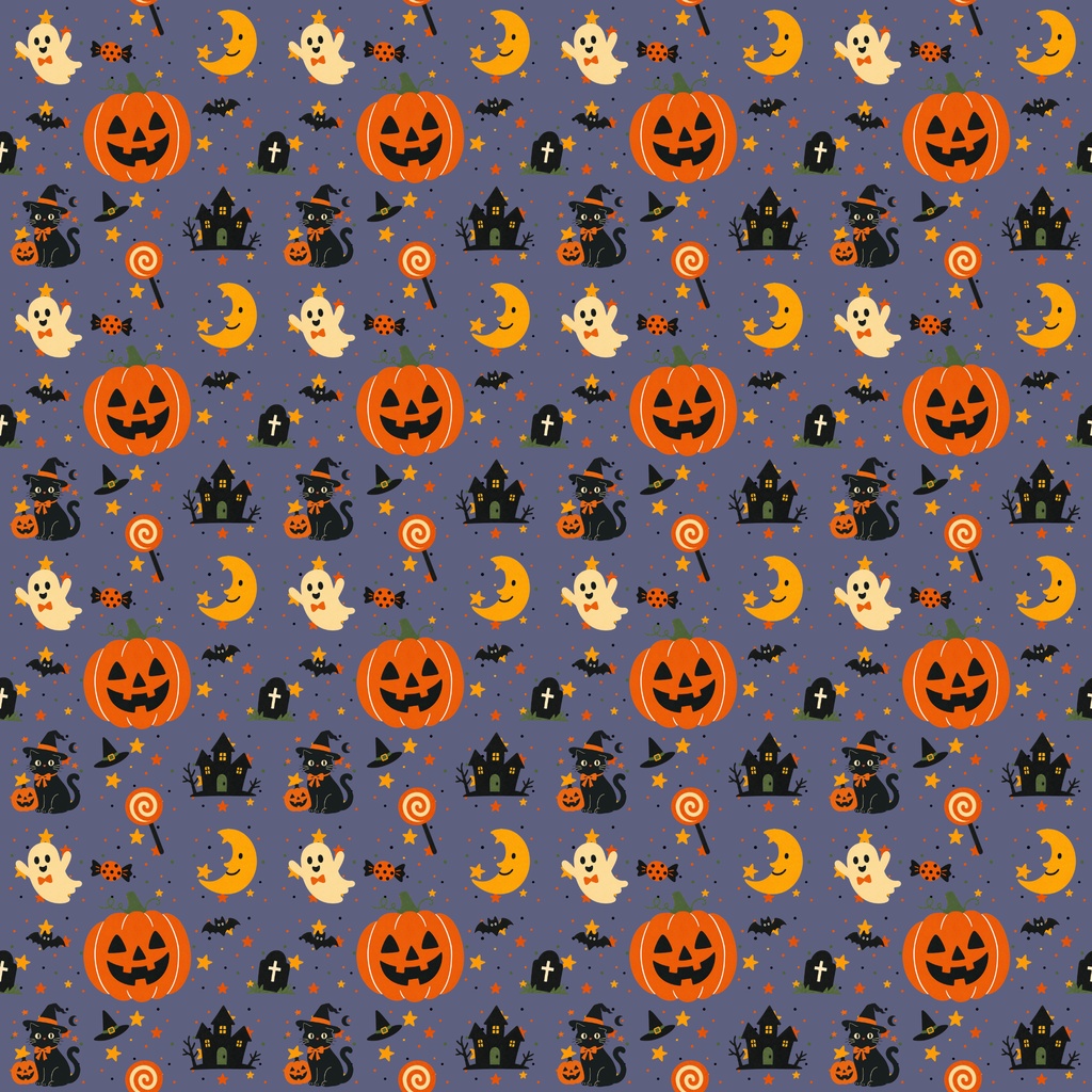 レトロポップ風ハロウィンデジタルペーパー