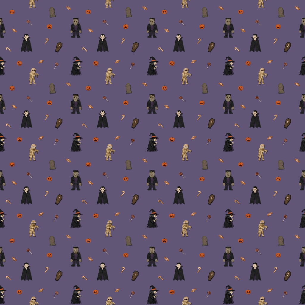 切り絵風ハロウィンデジタルペーパー