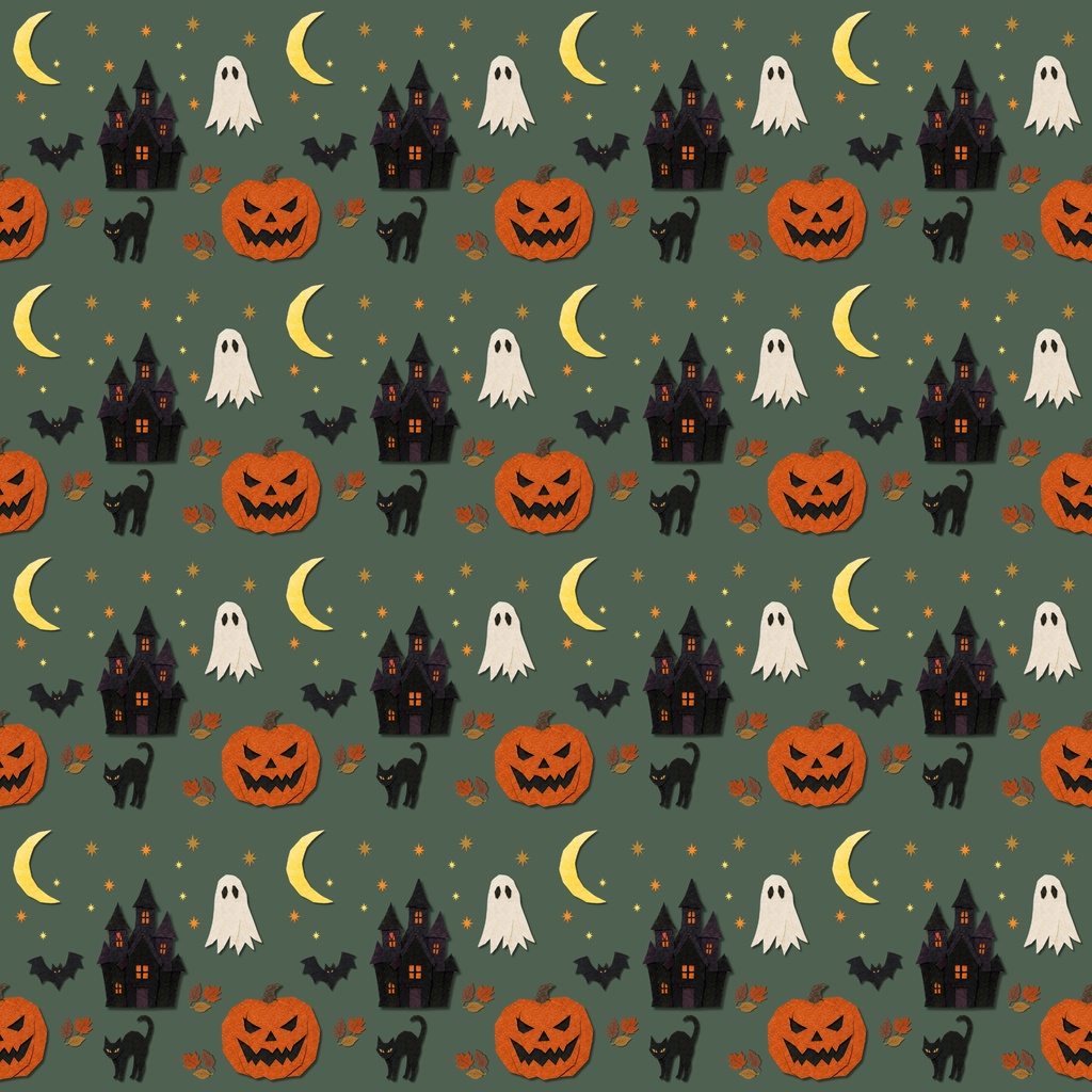 切り絵風ハロウィンデジタルペーパー