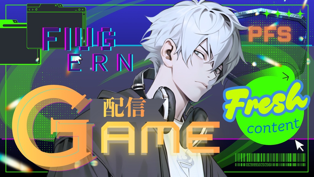 【Canvaテンプレート】VTuberゲーム配信用 YouTubeサムネイル / サイバー・ネオングリーン系【2パターン】