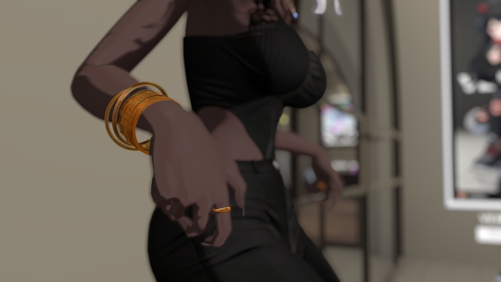 【VRChat用】Gold accessory ブレスレッド 指輪