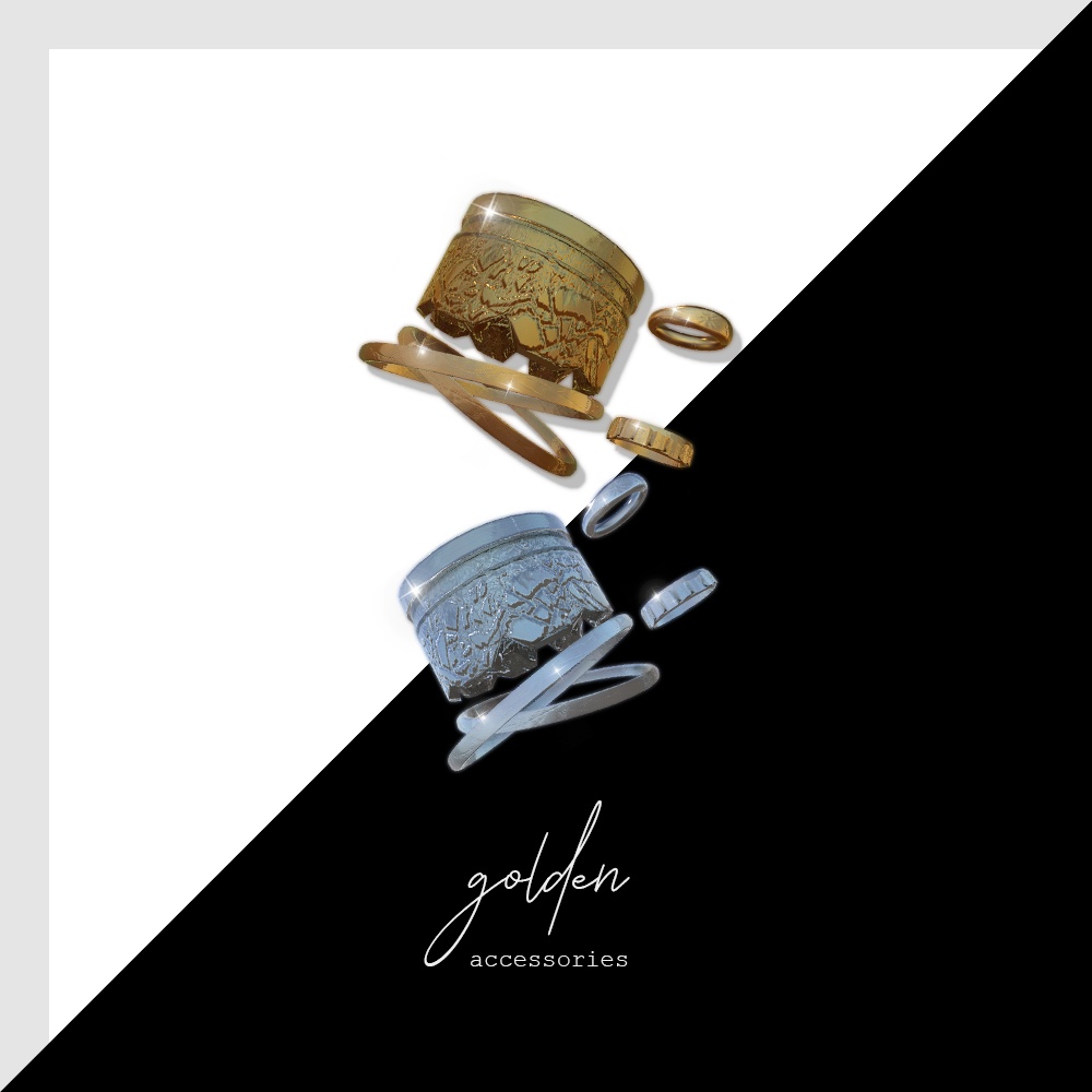 【VRChat用】Gold accessory ブレスレッド 指輪