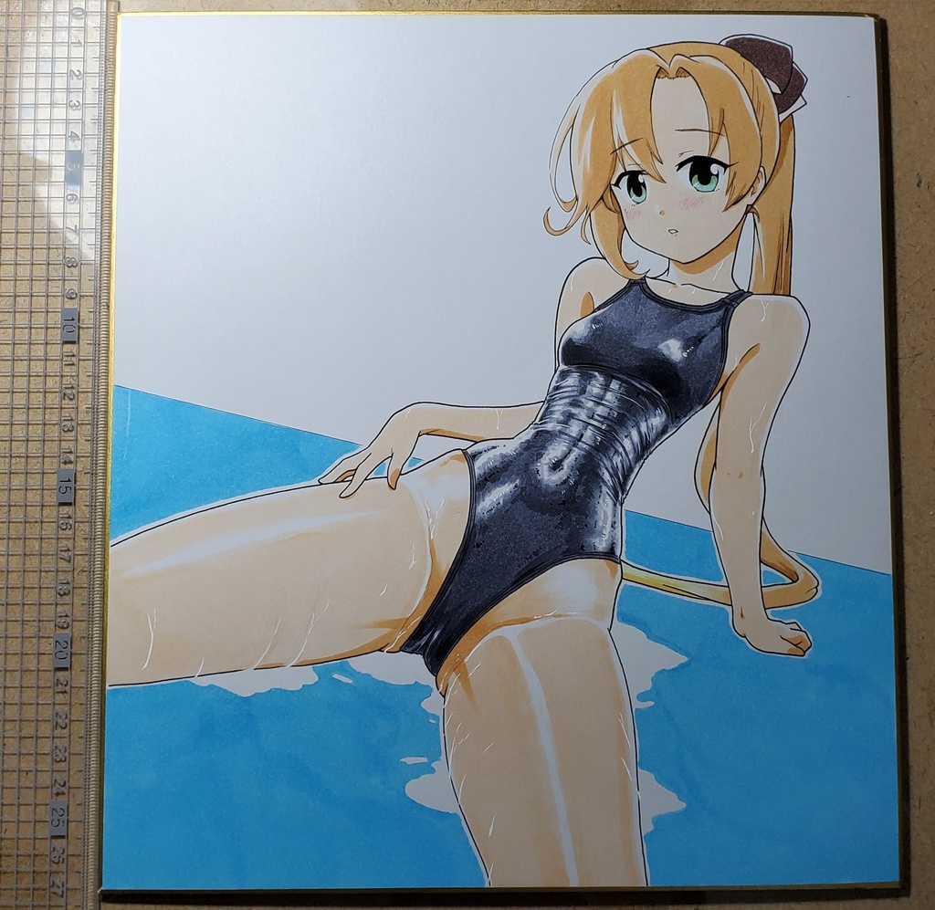 秋雲先生　競泳水着 色紙