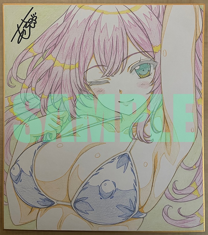 直筆色紙　オリジナルビキニ水着女の子a