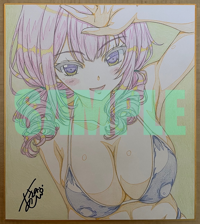 直筆色紙 オリジナルビキニ水着女の子a