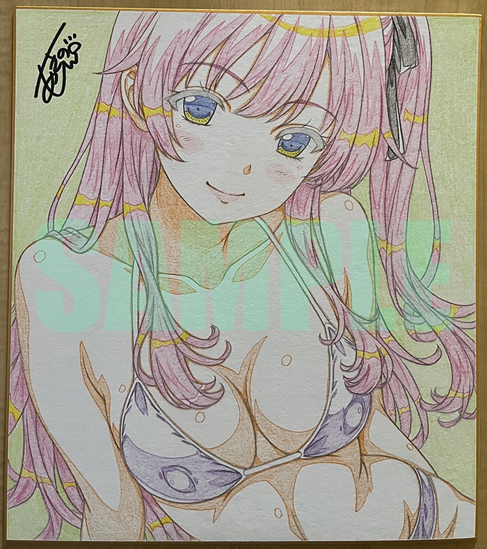 直筆色紙　オリジナルビキニ水着女の子b