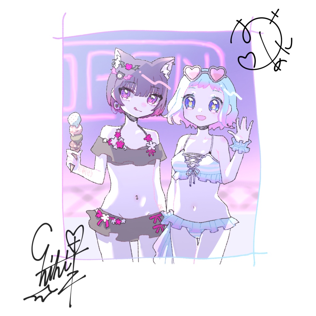 【北千住千洋×すのう・あにぅコラボグッズ】ステッカー(PixivFactory製)