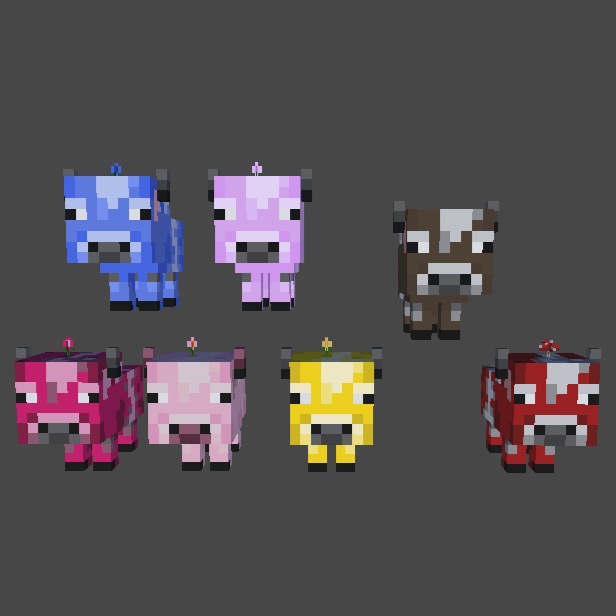 Minecraft Cow & Mooshroom Plushies