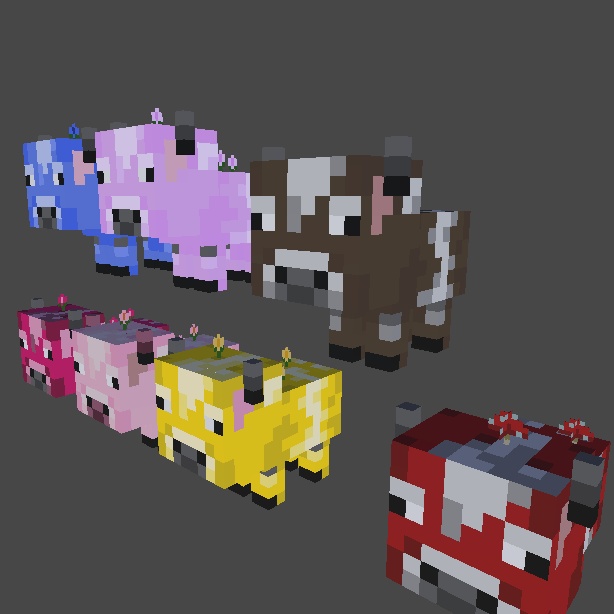 Minecraft Cow & Mooshroom Plushies