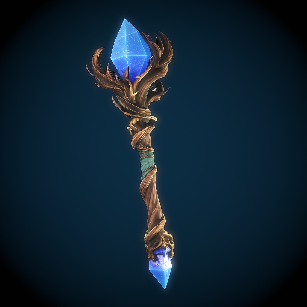 青晶の木杖 3Dモデル