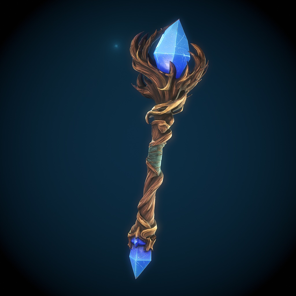 青晶の木杖 3Dモデル