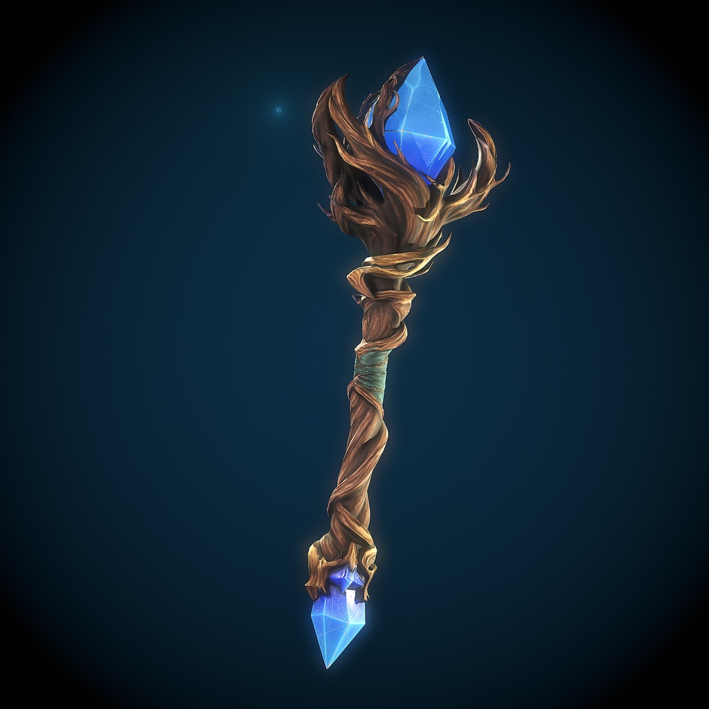 青晶の木杖 3Dモデル