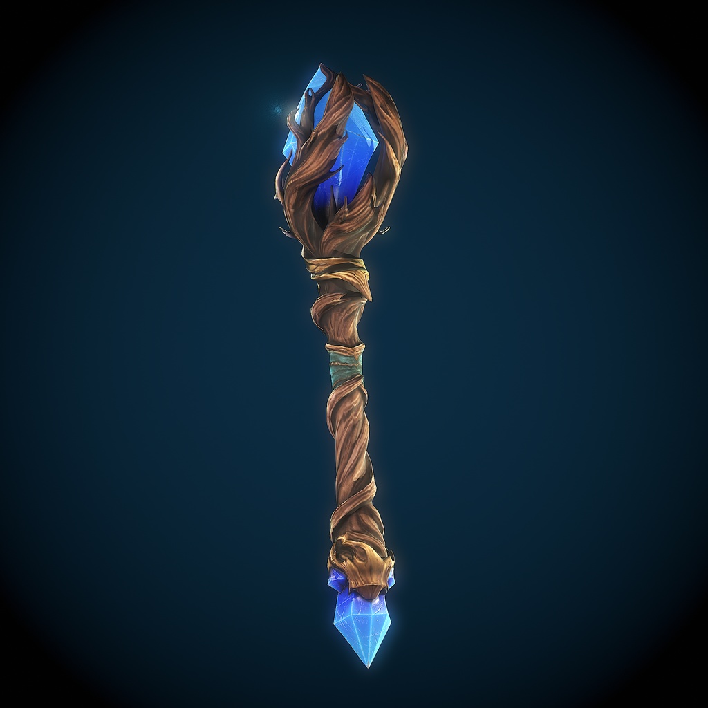 青晶の木杖 3Dモデル