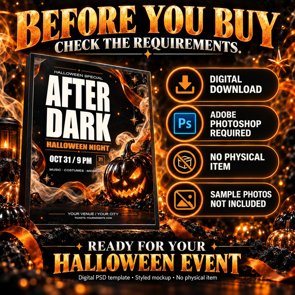 【文字編集できるPSD】ハロウィン告知テンプレート AFTER DARK|Photoshop用