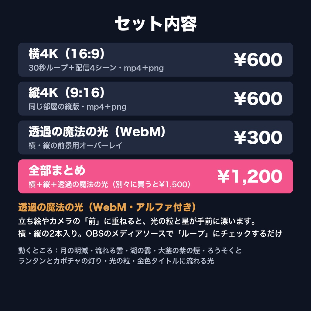 【動く背景】魔女の月夜の窓辺 ハロウィン 横+縦 4K 配信背景|TikTok LIVE・YouTube縦ライブ対応・透過の魔法の光つき(VTuber向け/ループ動画)