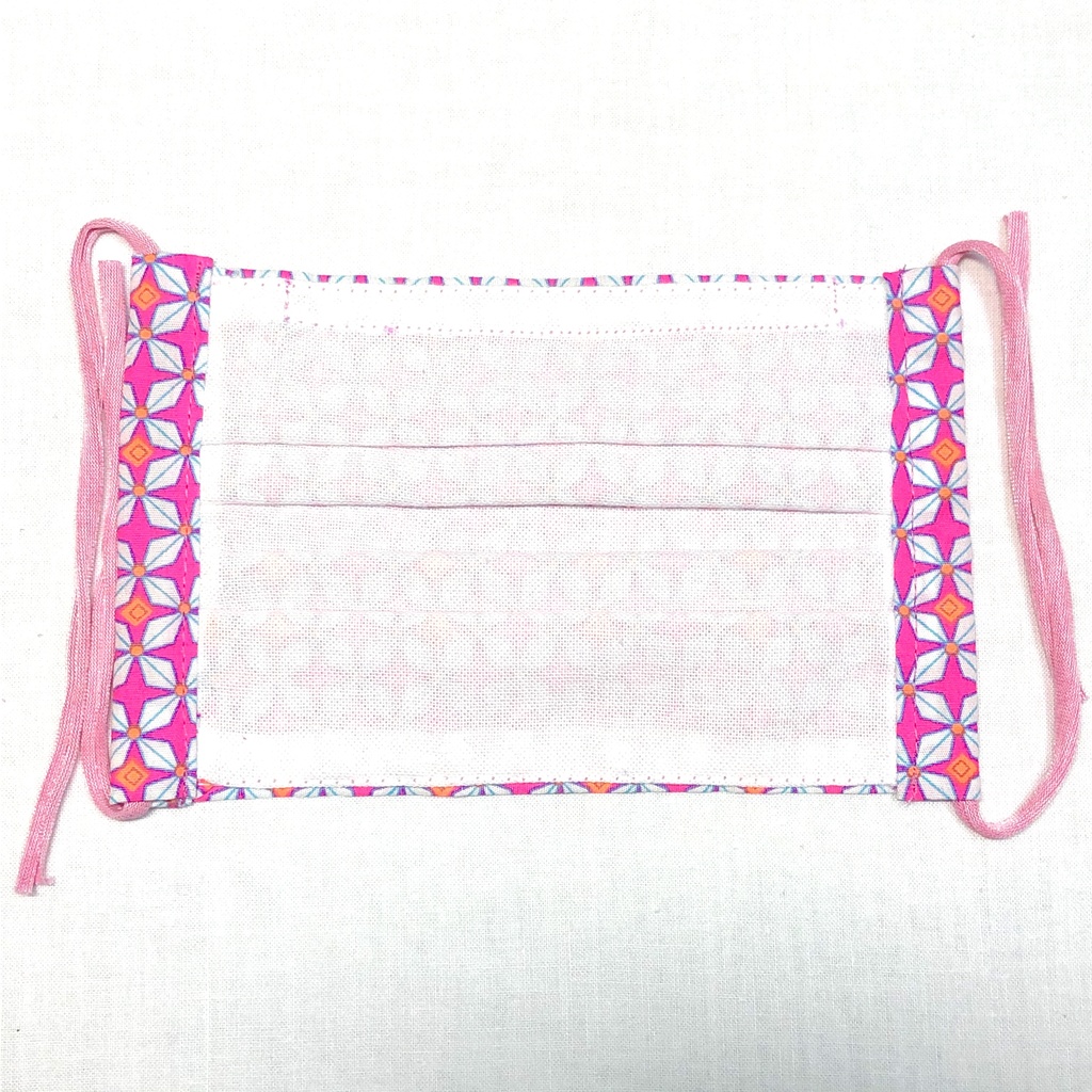 布プリーツマスク(小さめ)C/蛍光ピンク×オレンジ(あざやか)