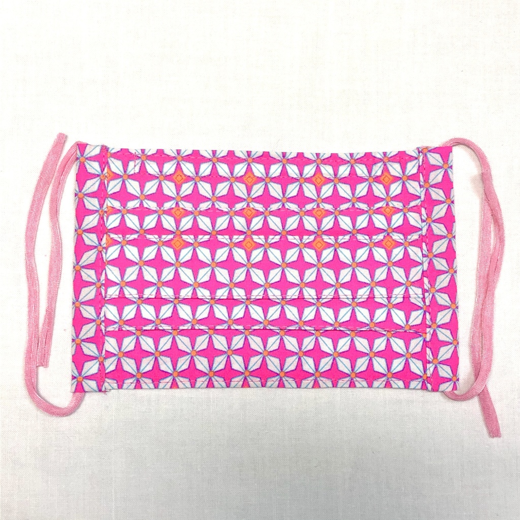 布プリーツマスク(小さめ)C/蛍光ピンク×オレンジ(あざやか)