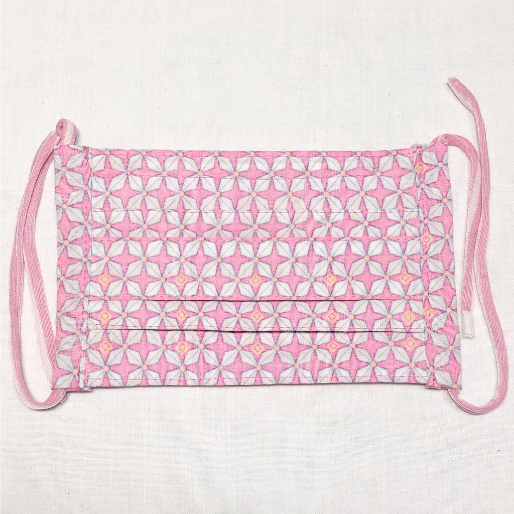 布プリーツマスク(小さめ)B/蛍光ピンク×オレンジ(やわらか)