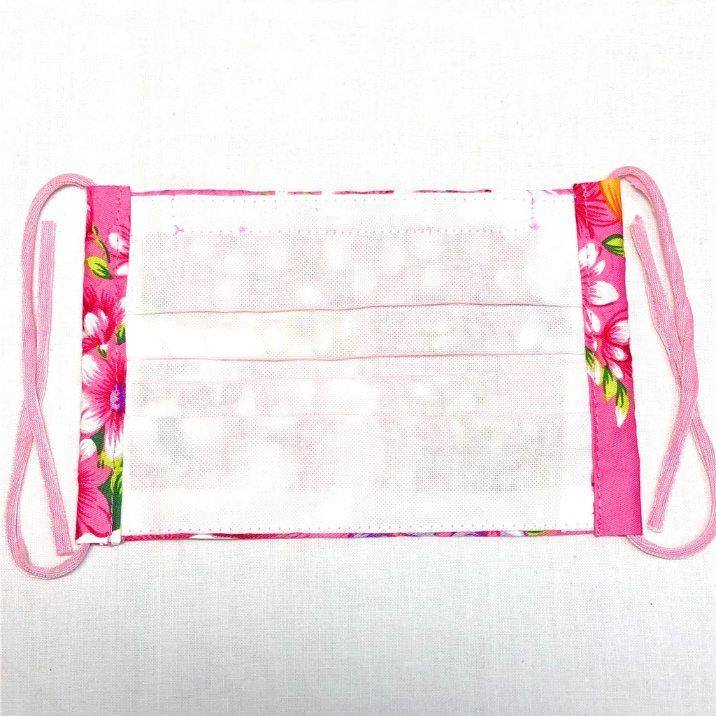 布プリーツマスク(小さめ)E-1/台湾客家花布ピンク