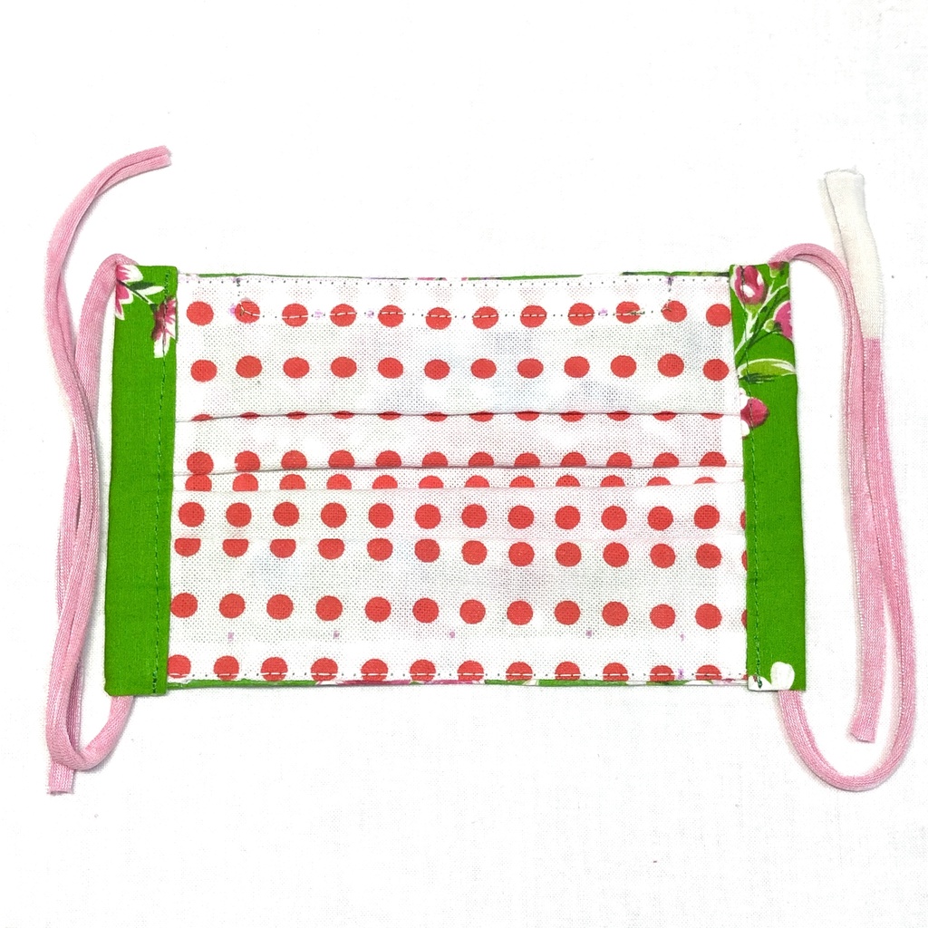 布プリーツマスク(小さめ)F-1/台湾客家花布グリーン