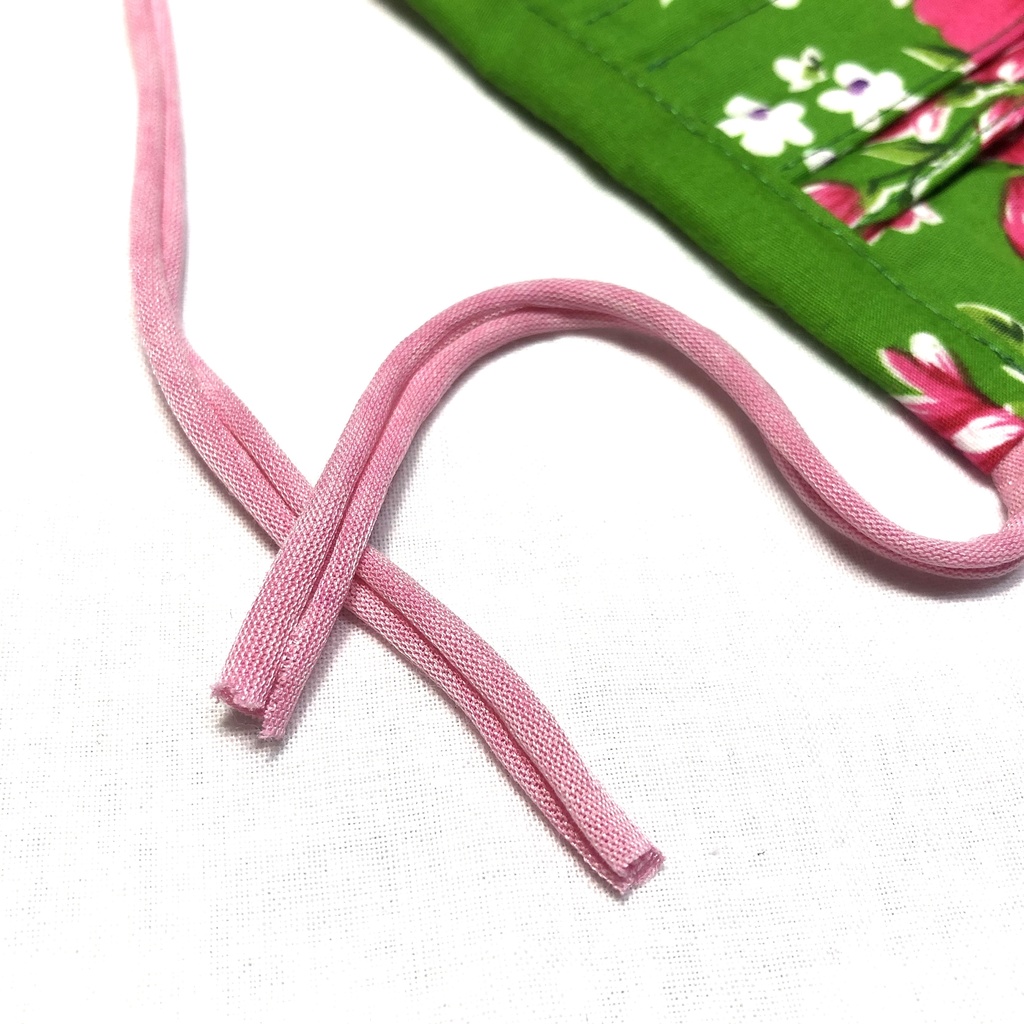 布プリーツマスク(小さめ)F-1/台湾客家花布グリーン