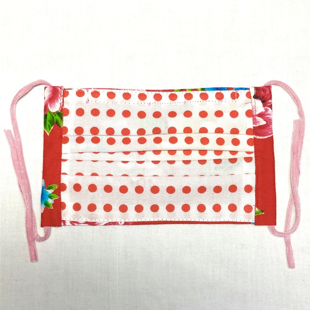 布プリーツマスク(小さめ)G-1/台湾客家花布レッド