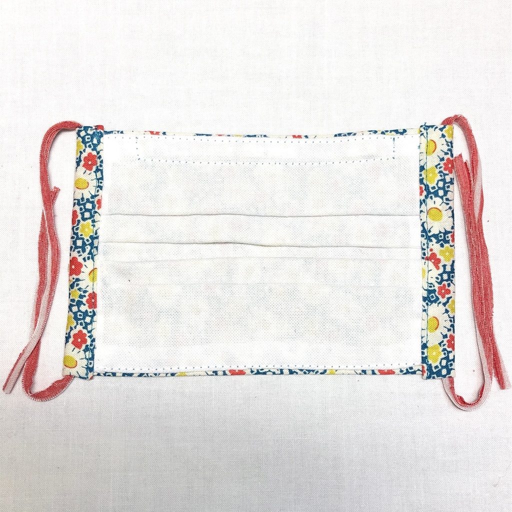 【残り1枚再販なし!】布プリーツマスク(小さめ)H/ターコイズに白い花