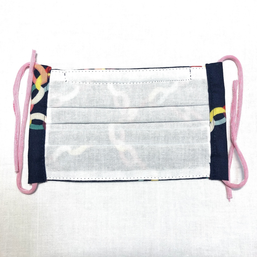 【残り1枚再販なし!】布プリーツマスク(小さめ)K/ネイビー×色紙チェーン