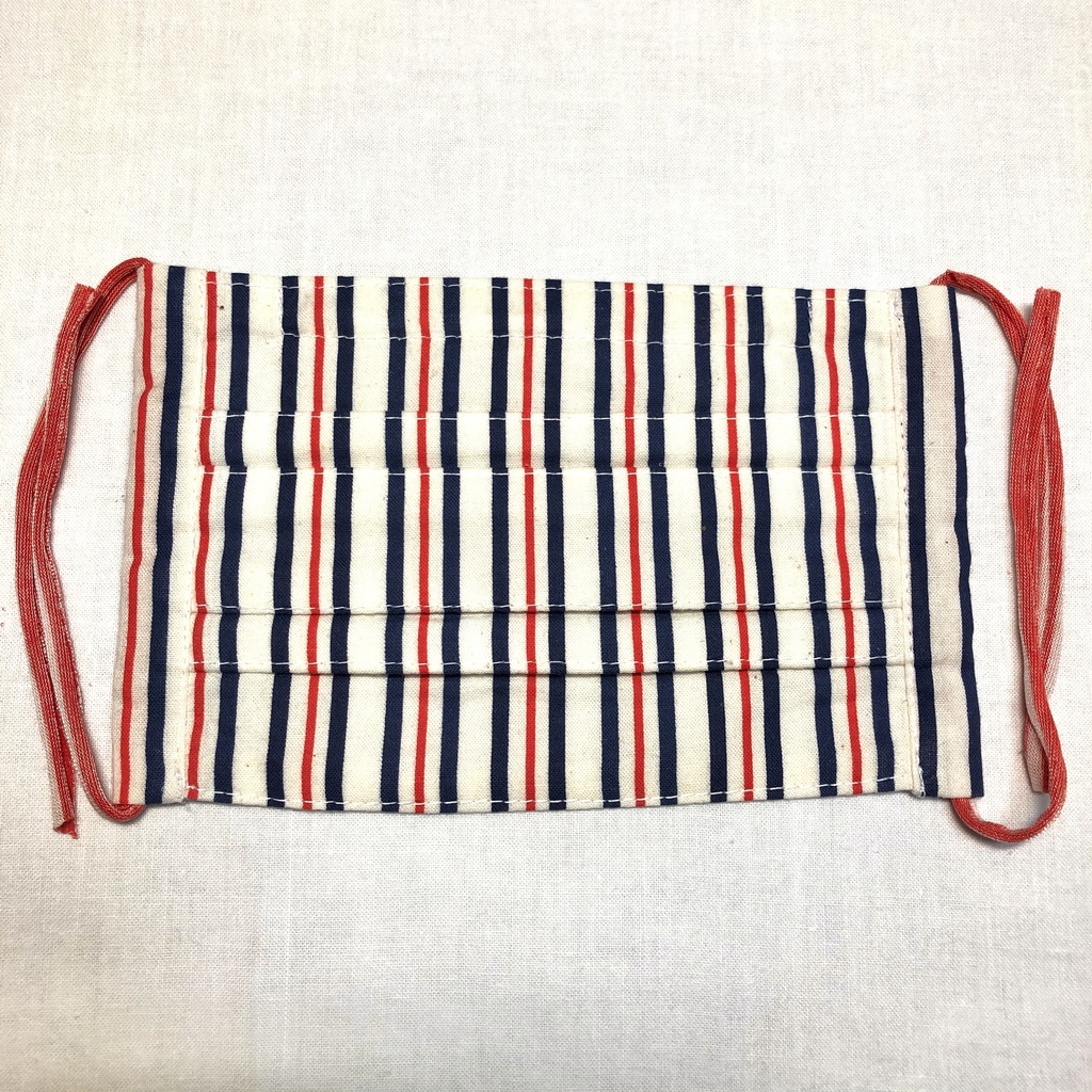 布プリーツマスク(小さめ)L/トリコロールストライプ