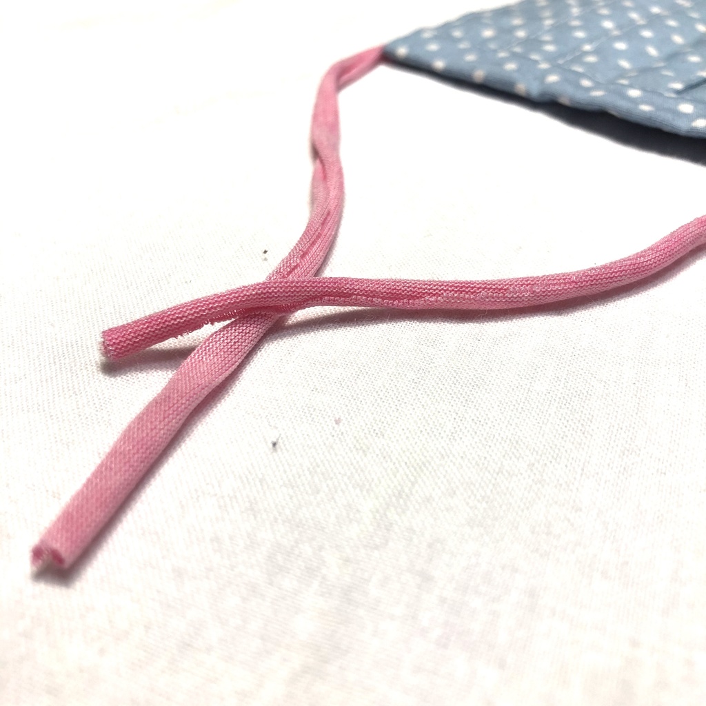 布プリーツマスク(小さめ)N/水色×白ドット