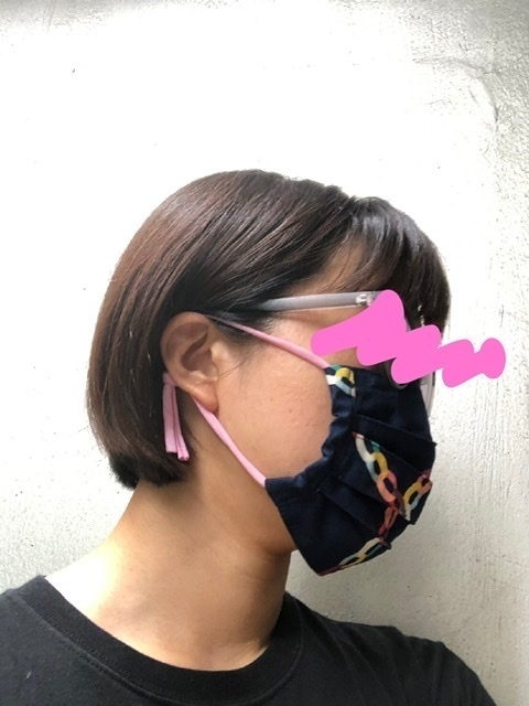 布プリーツマスク(小さめ)O/豆絞り赤