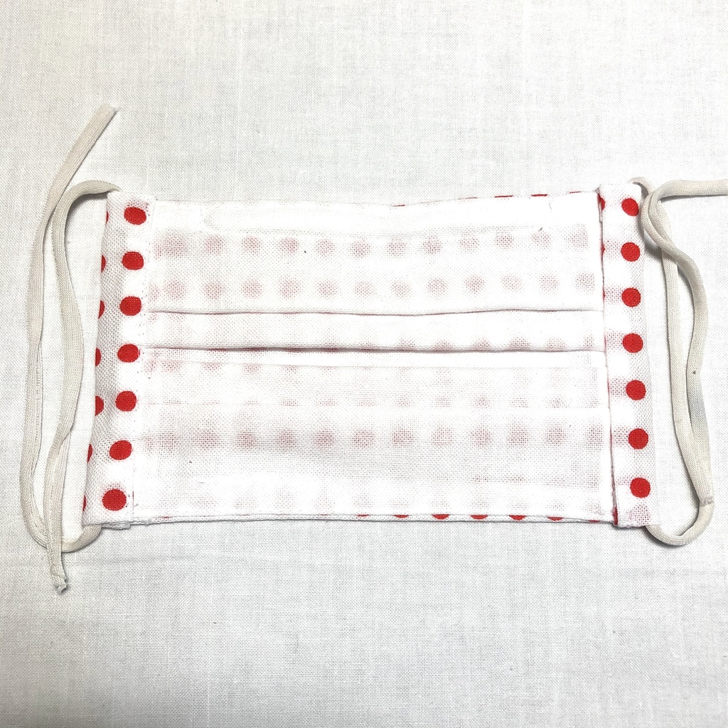 布プリーツマスク(小さめ)O/豆絞り赤