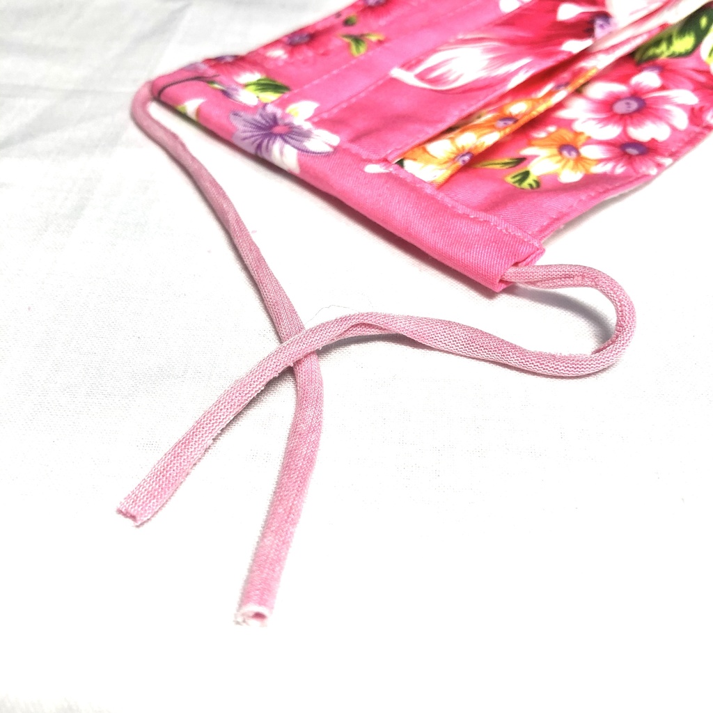 布プリーツマスク(小さめ)E-2/台湾客家花布ピンク