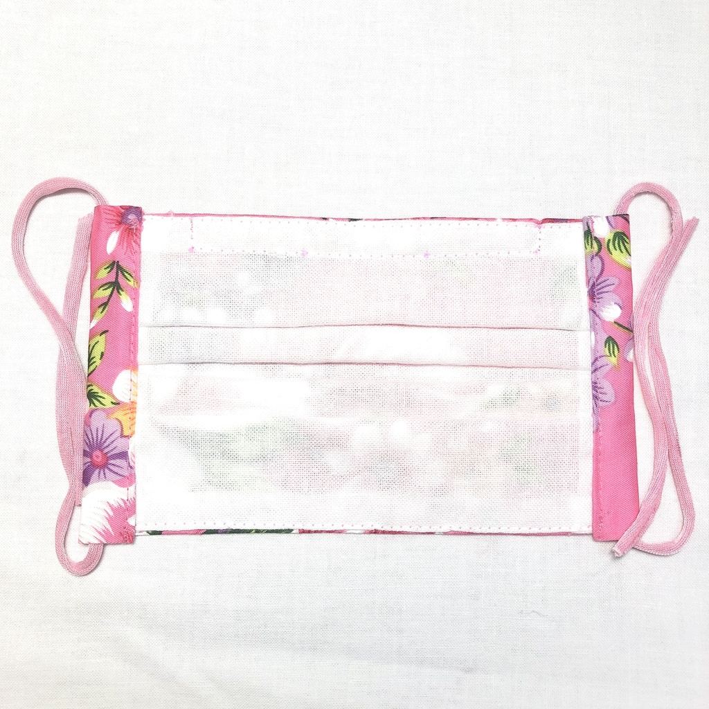 布プリーツマスク(小さめ)E-2/台湾客家花布ピンク