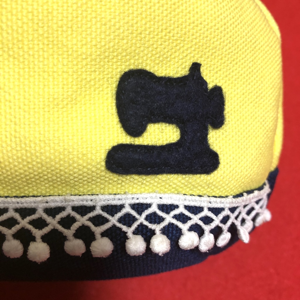 レトロポップがまぐちバッグA/レモンイエロー×ネイビー