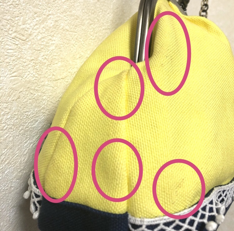 レトロポップがまぐちバッグA/レモンイエロー×ネイビー