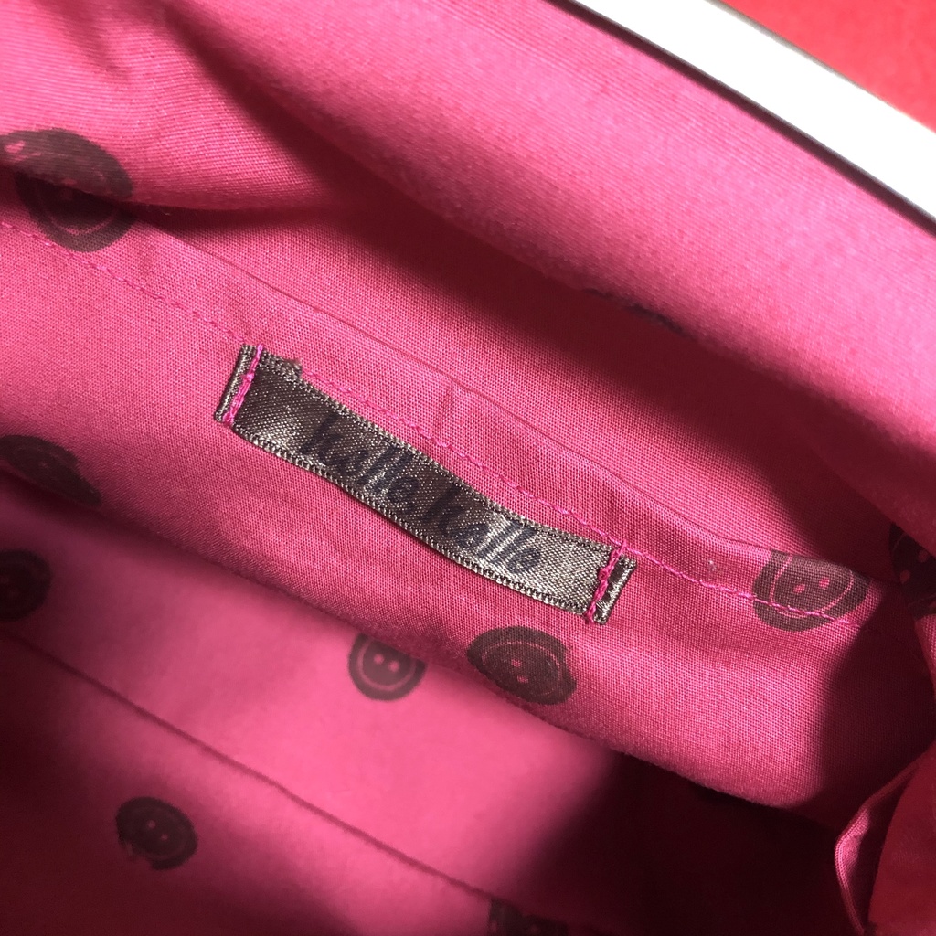 レトロポップがまぐちバッグA/レモンイエロー×ネイビー