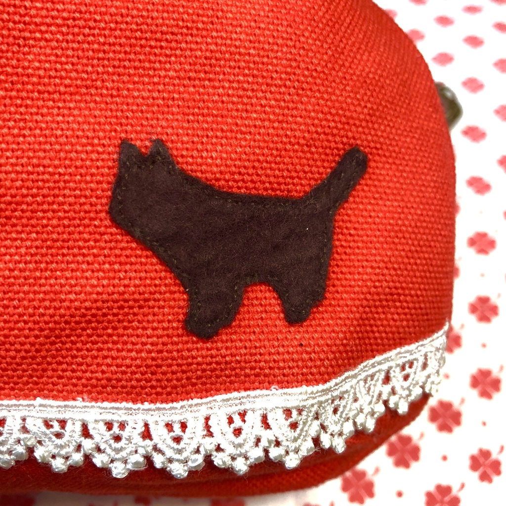 レトロポップがまぐちバッグB/マンダリンオレンジ×くろねこ