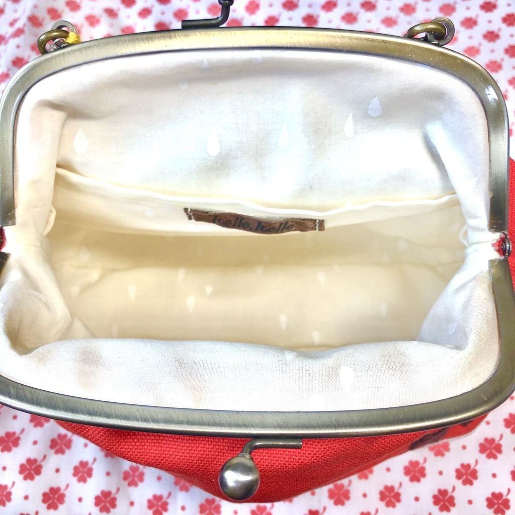 レトロポップがまぐちバッグB/マンダリンオレンジ×くろねこ