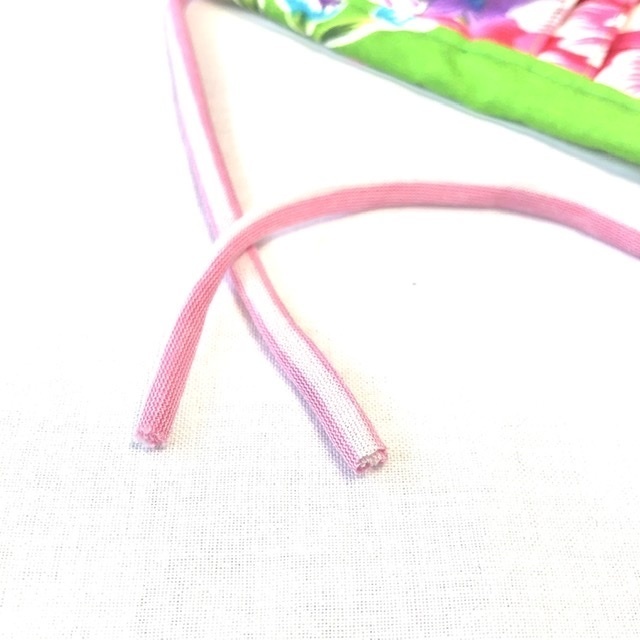 布プリーツマスク(小さめ)F-2/台湾客家花布グリーン