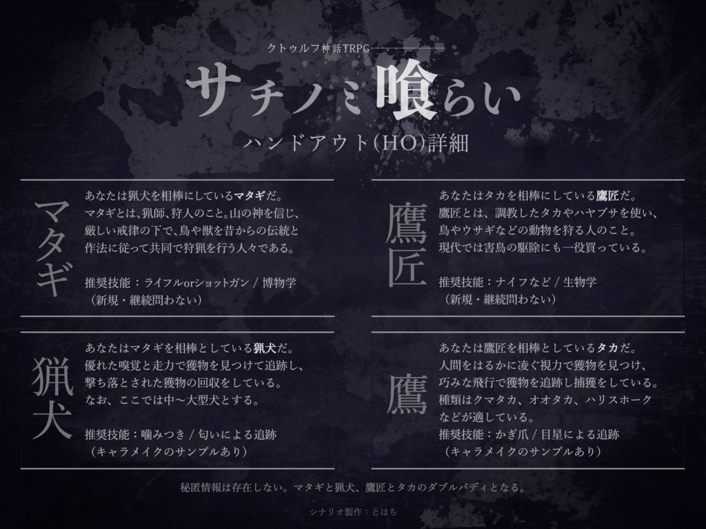 CoCシナリオ『サチノミ喰らい』β