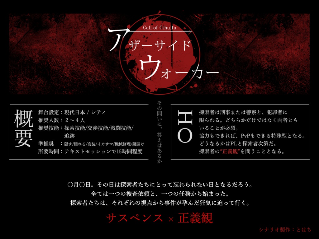 COCシナリオ『アザーサイド・ウォーカー』