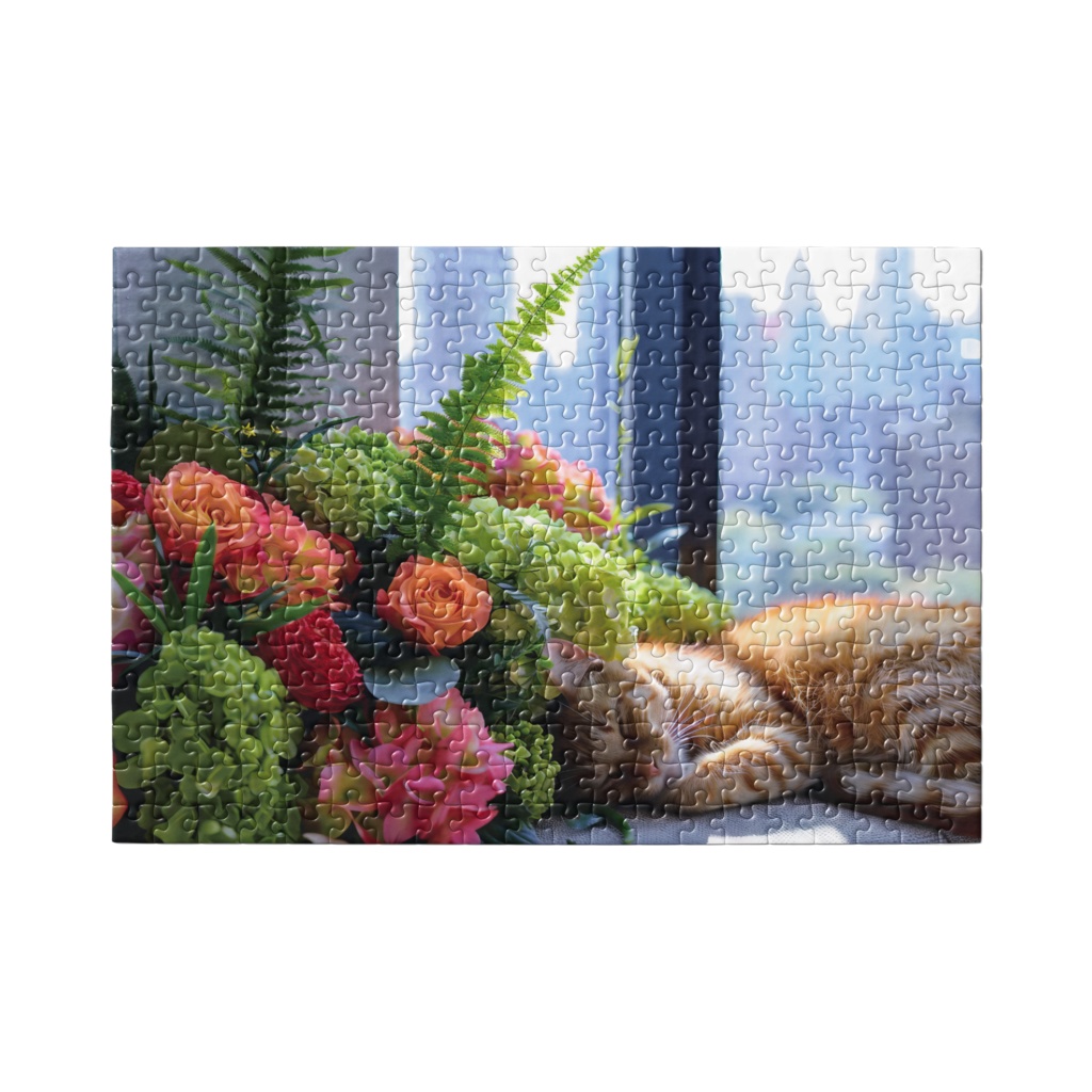 ジグソーパズル「花と猫の風景 その1」
