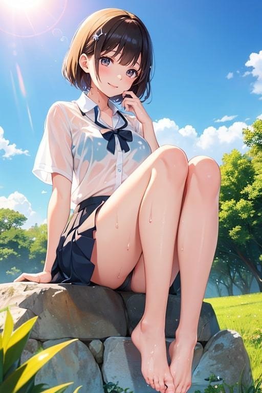 ブラがスケスケでも気にせず遊ぶ水辺の美少女