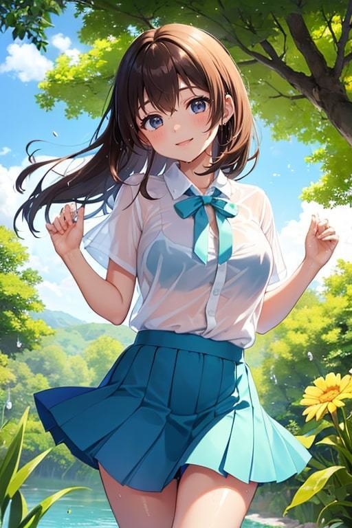 ブラがスケスケでも気にせず遊ぶ水辺の美少女