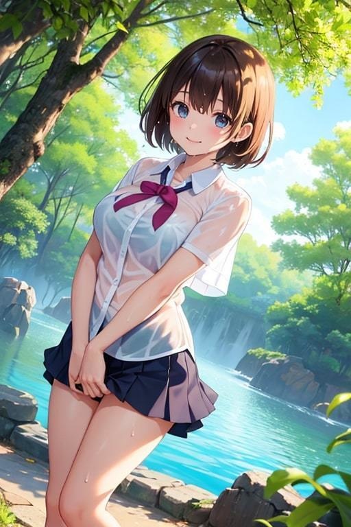 ブラがスケスケでも気にせず遊ぶ水辺の美少女